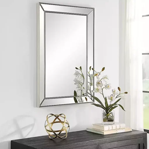 Kirklands Home Decorative Mirrors|Bevel Rectangle Wall Mirror Silver