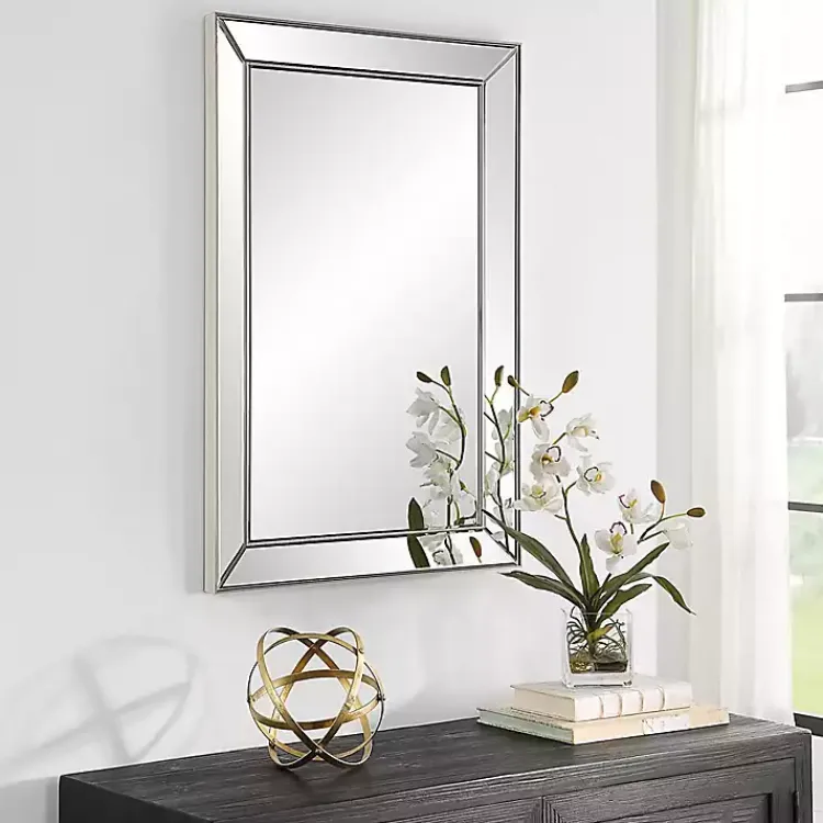 Kirklands Home Decorative Mirrors|Bevel Rectangle Wall Mirror Silver