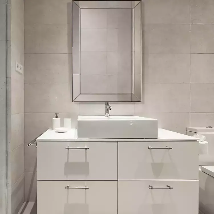 Kirklands Home Decorative Mirrors|Bevel Rectangle Wall Mirror Silver