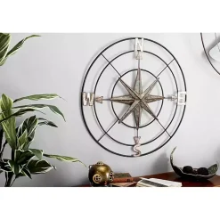 Kirklands Home Outdoor Wall Decor|Compass Rose Outdoor Plaque Silver