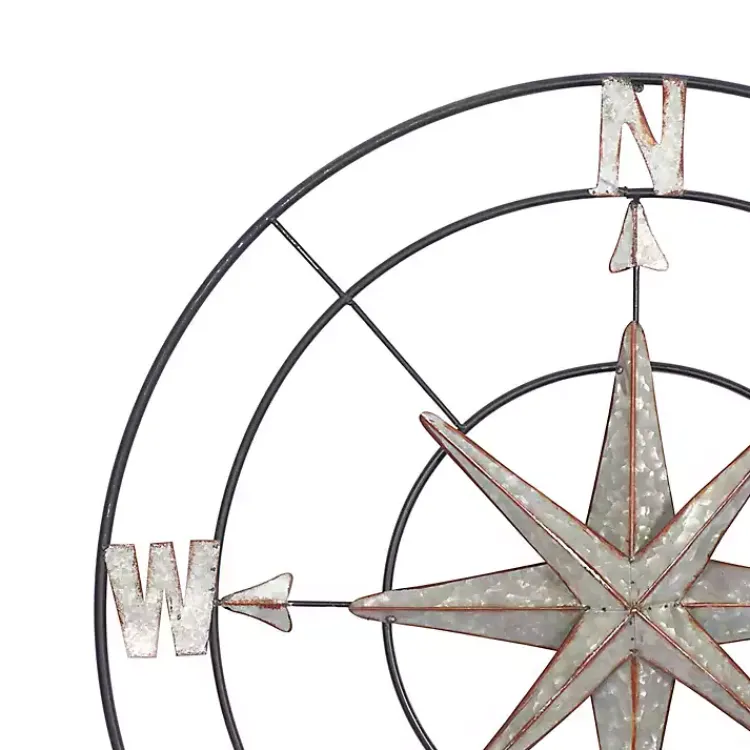 Kirklands Home Outdoor Wall Decor|Compass Rose Outdoor Plaque Silver