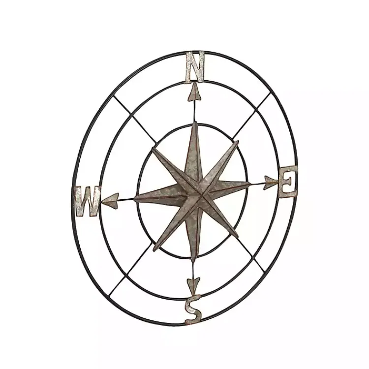 Kirklands Home Outdoor Wall Decor|Compass Rose Outdoor Plaque Silver