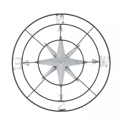Kirklands Home Outdoor Wall Decor|Compass Rose Outdoor Plaque Silver