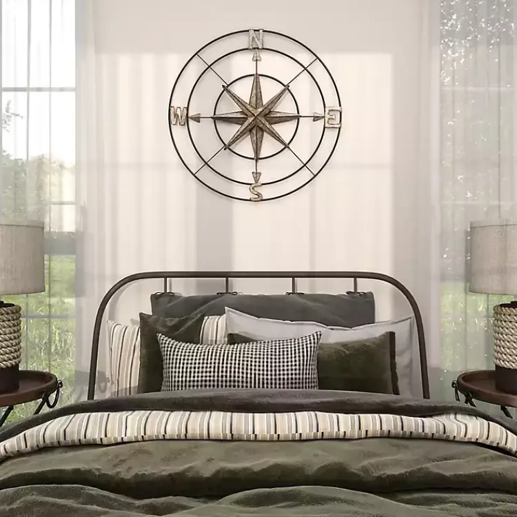 Kirklands Home Outdoor Wall Decor|Compass Rose Outdoor Plaque Silver