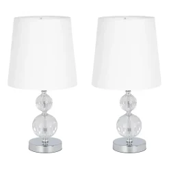 Kirklands Home Table Lamps|Silver Crystal Orb Table Lamps, Set of 2 White
