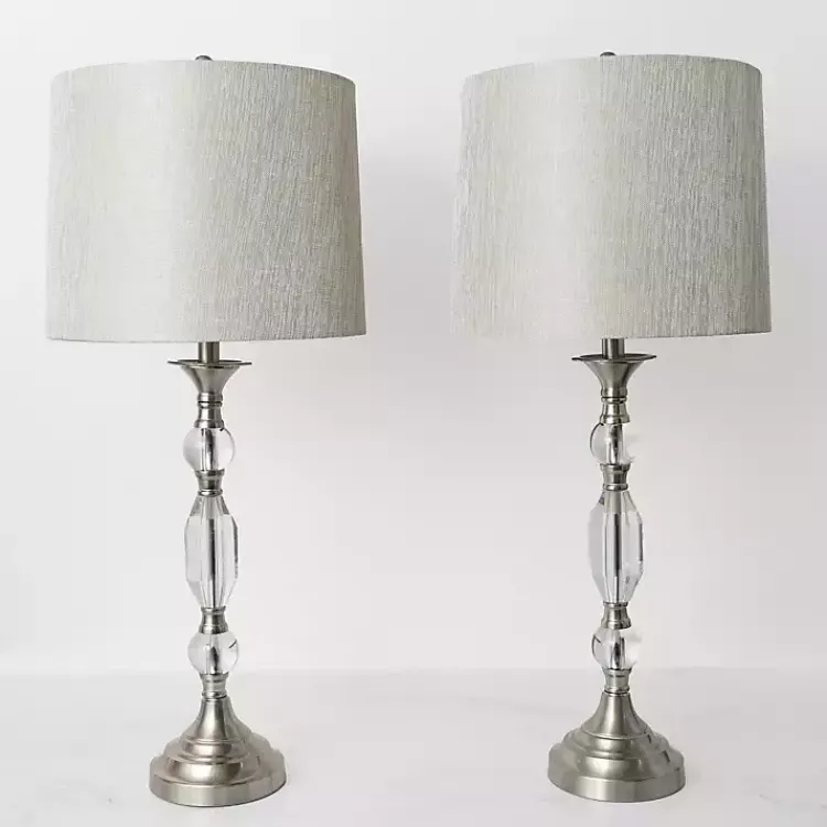 Kirklands Home Table Lamps|Silver Crystal Table Lamp, Set of 2 White