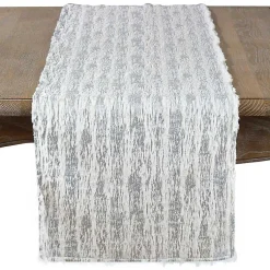 Kirklands Home Table Linens|Faux Fur Brushed Metallic Foil Table Runner Silver