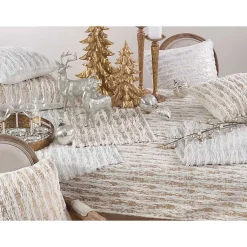 Kirklands Home Table Linens|Faux Fur Brushed Metallic Foil Table Runner Silver
