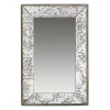 Kirklands Home Decorative Mirrors|Silver Floral Rectangle Wood Wall Mirror