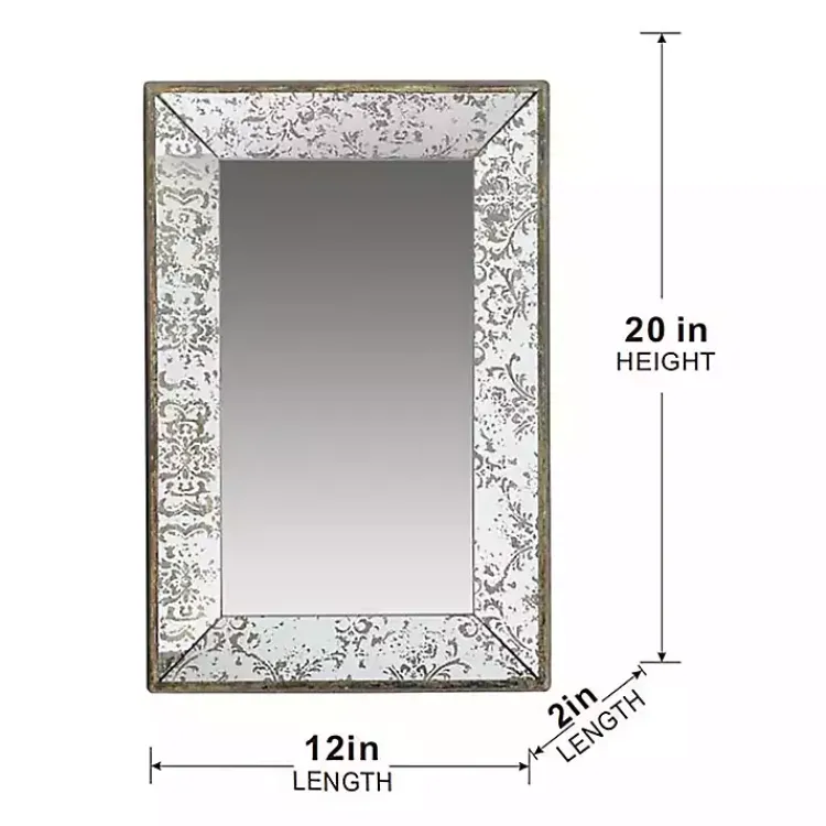 Kirklands Home Decorative Mirrors|Silver Floral Rectangle Wood Wall Mirror