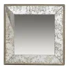 Kirklands Home Decorative Mirrors|Silver Floral Square Wood Wall Mirror