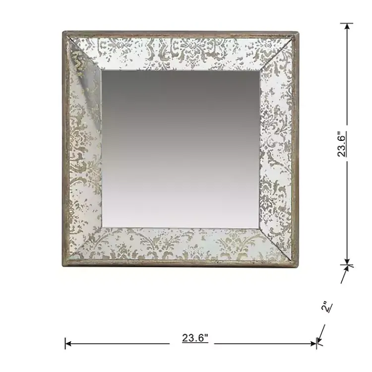 Kirklands Home Decorative Mirrors|Silver Floral Square Wood Wall Mirror