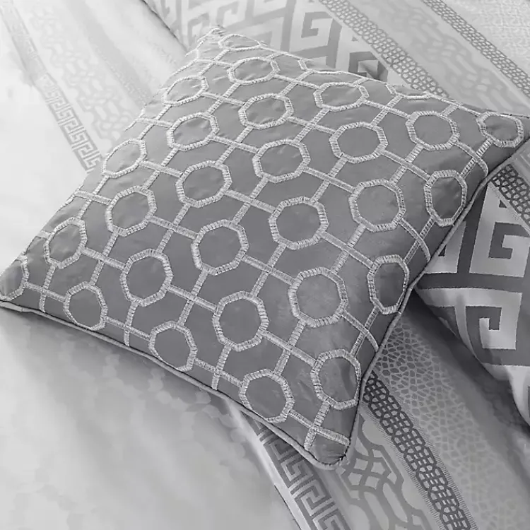 Kirklands Home Comforters|Silver Geometric Stripes 7-pc. Queen Comforter Set