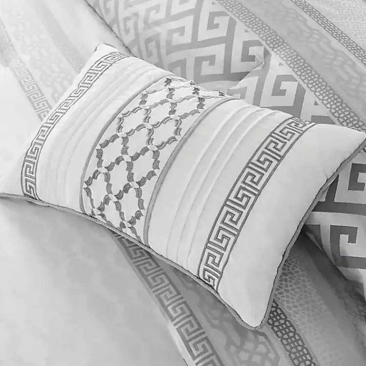 Kirklands Home Comforters|Silver Geometric Stripes 7-pc. King Comforter Set