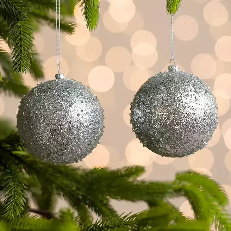 New Glitter Beaded 2-pc. Ornament Set, 6 in. Christmas Ornaments