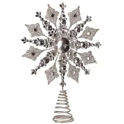 Sale Glittery Bejewelled Snowflake Tree Topper Christmas Tree Decorations