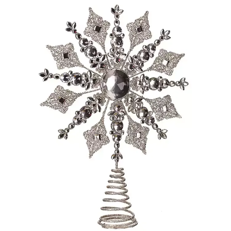 Sale Glittery Bejewelled Snowflake Tree Topper Christmas Tree Decorations