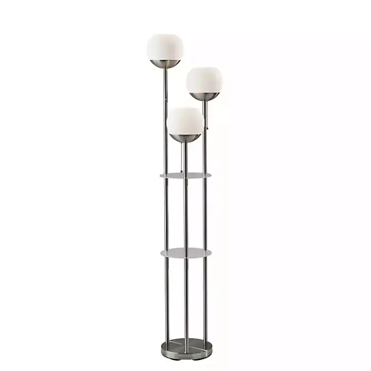 Kirklands Home Floor Lamps|Silver Globe 3-Light Shelf Floor Lamp