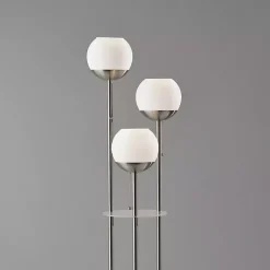 Kirklands Home Floor Lamps|Silver Globe 3-Light Shelf Floor Lamp