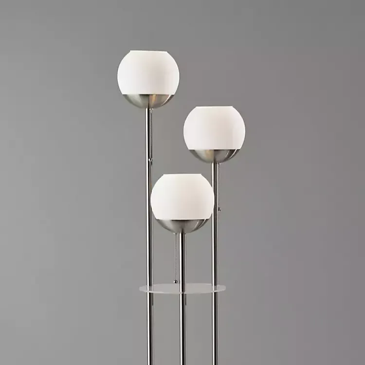 Kirklands Home Floor Lamps|Silver Globe 3-Light Shelf Floor Lamp