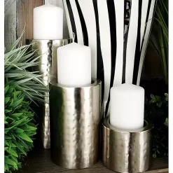 Clearance Hammered Metal Candle Holders, Set of 3 Candle Holders