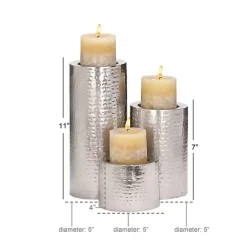 Clearance Hammered Metal Candle Holders, Set of 3 Candle Holders
