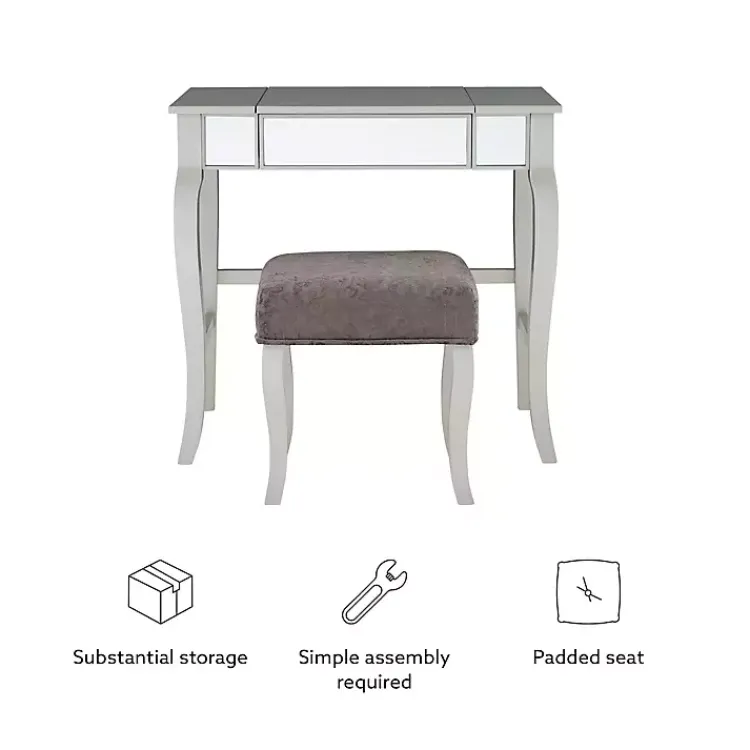 Kirklands Home Dressers & Chests|Silver Harper Flip-Top 2-pc. Vanity Set Gray