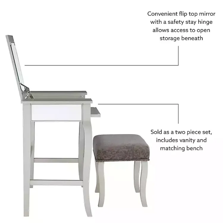 Kirklands Home Dressers & Chests|Silver Harper Flip-Top 2-pc. Vanity Set Gray