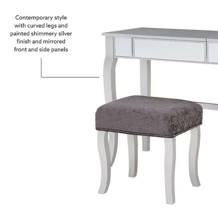 Kirklands Home Dressers & Chests|Silver Harper Flip-Top 2-pc. Vanity Set Gray