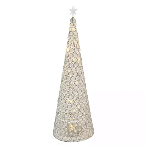 New Silver Jeweled Pre-Lit Christmas Tree Christmas Decorations