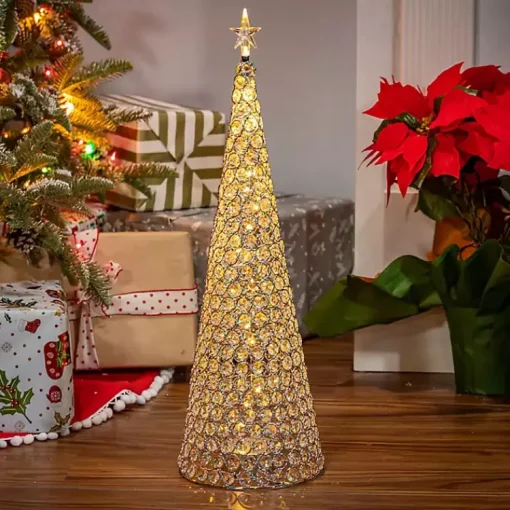 New Silver Jeweled Pre-Lit Christmas Tree Christmas Decorations