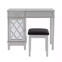 Kirklands Home Dressers & Chests|Silver Lattice Ella 2-pc. Vanity Set Gray