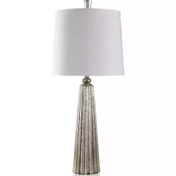 Kirklands Home Table Lamps|Silver Leaf Slender Table Lamp White