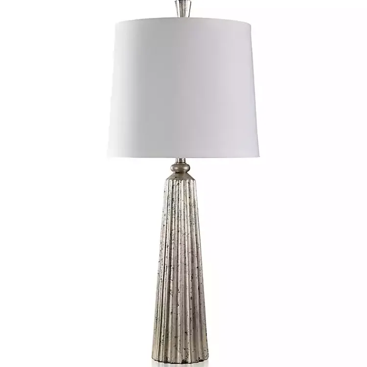 Kirklands Home Table Lamps|Silver Leaf Slender Table Lamp White