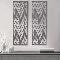 Kirklands Home Wall Plaques|Silver Madison Park Florian Wall Plaques, Set of 2 Gray