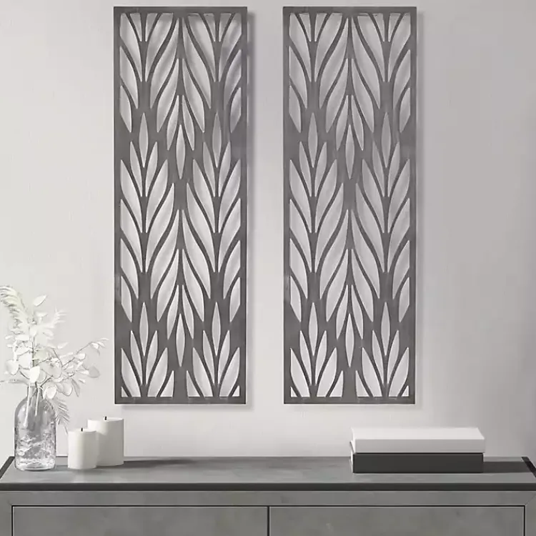 Kirklands Home Wall Plaques|Silver Madison Park Florian Wall Plaques, Set of 2 Gray