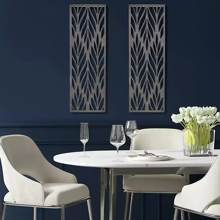 Kirklands Home Wall Plaques|Silver Madison Park Florian Wall Plaques, Set of 2 Gray