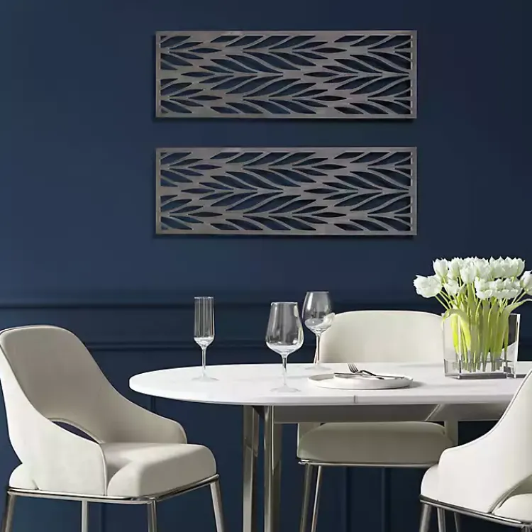 Kirklands Home Wall Plaques|Silver Madison Park Florian Wall Plaques, Set of 2 Gray