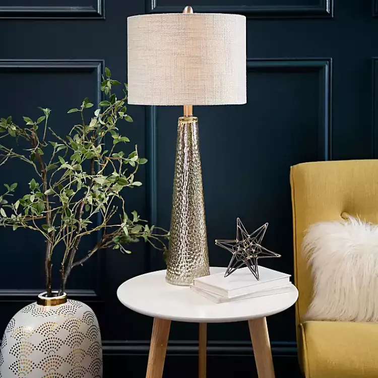 Kirklands Home Table Lamps|Silver Mercury Glass Cone Table Lamp White
