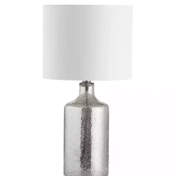Kirklands Home Table Lamps|Silver Mercury Glass Cylinder Table Lamp White