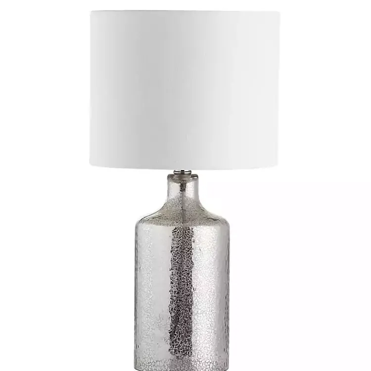 Kirklands Home Table Lamps|Silver Mercury Glass Cylinder Table Lamp White