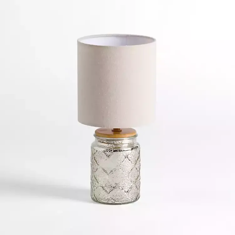 Kirklands Home Table Lamps|Silver Mercury Glass Mini Table Lamp White