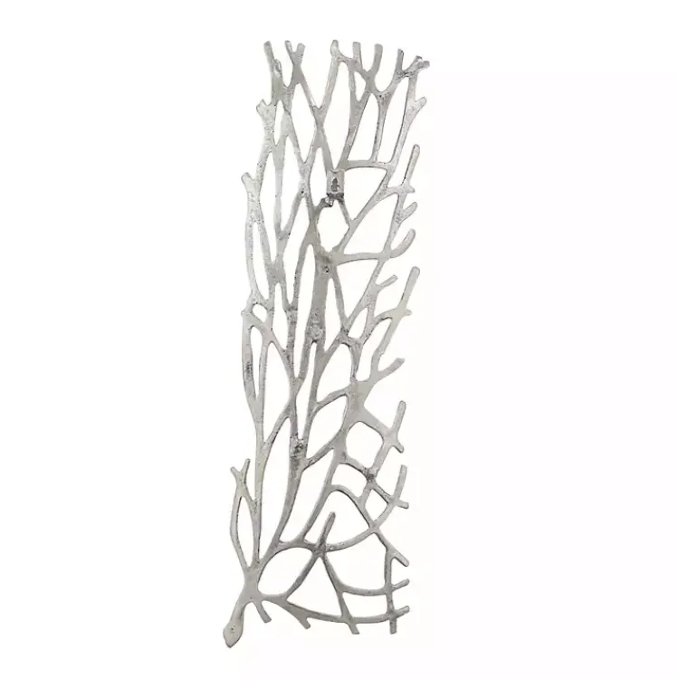 Kirklands Home Wall Plaques|Metal Coral Panel Wall Plaques, Set of 2 Silver