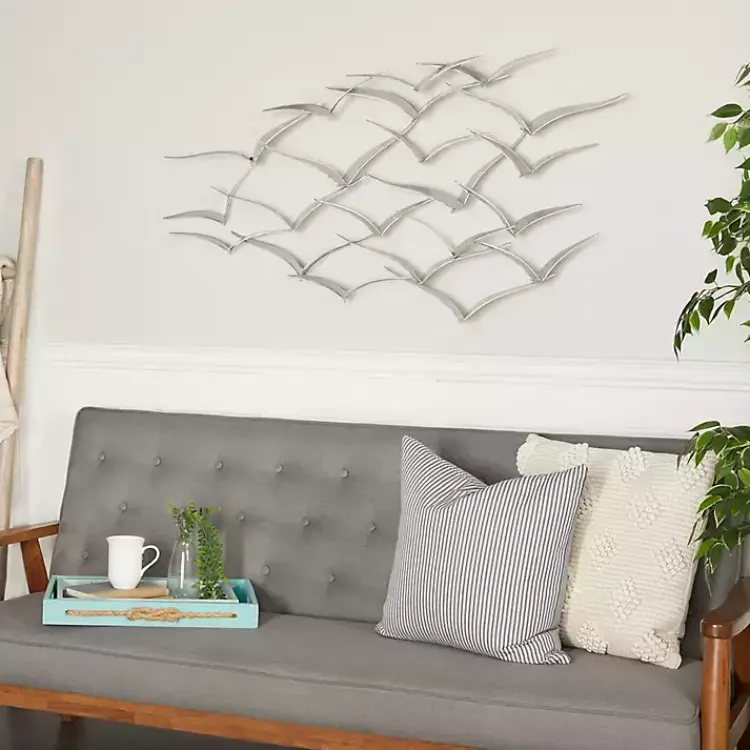 Kirklands Home Wall Plaques|Metal Flock of Birds Wall Plaque Silver