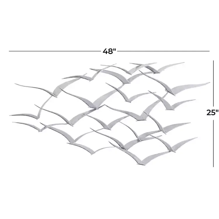 Kirklands Home Wall Plaques|Metal Flock of Birds Wall Plaque Silver