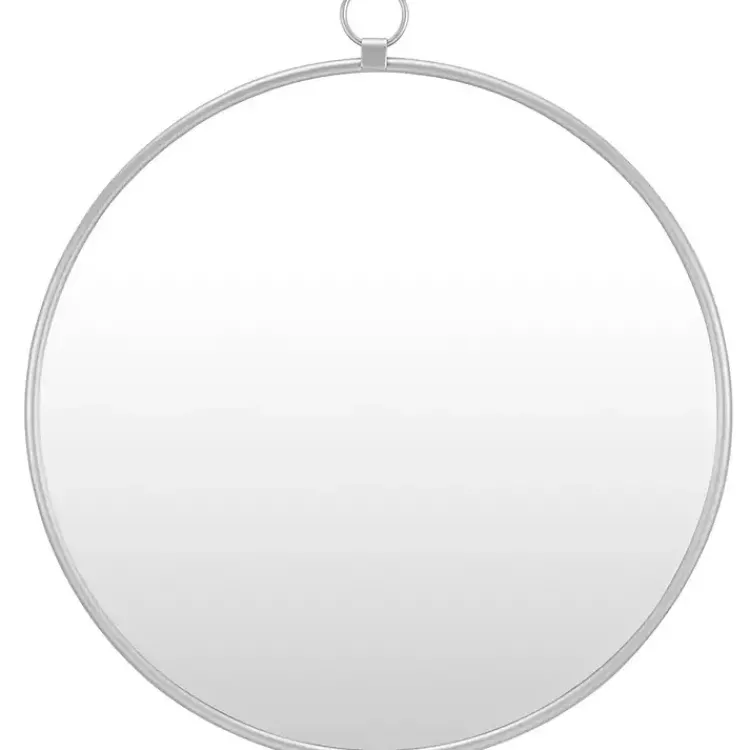 Kirklands Home Decorative Mirrors|Metal Frame Round Wall Mirror Silver