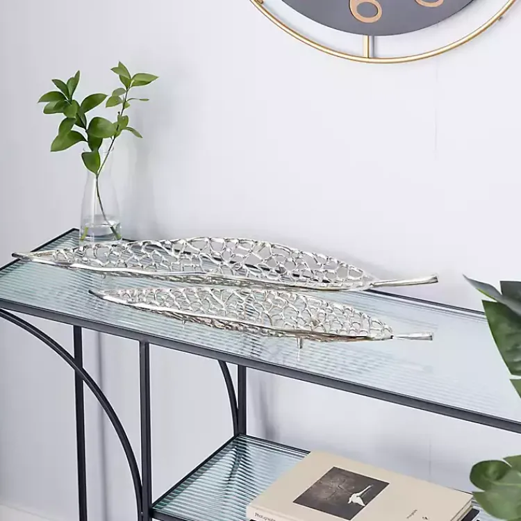 Sale Metal Leaf Trays, Set of 2 Decorative Trays