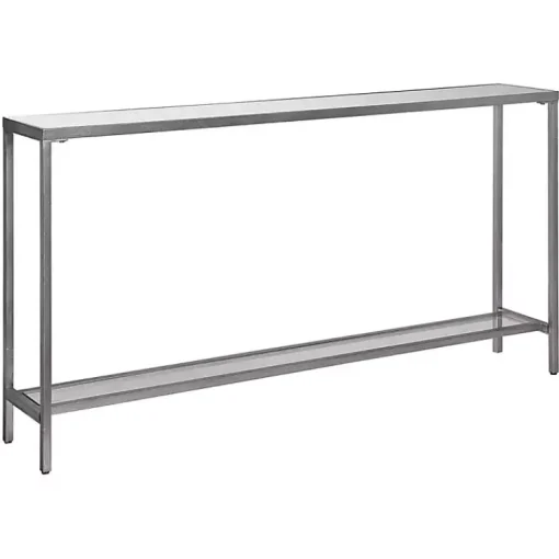 Kirklands Home Console Tables|Metal Mirrored Top Slim Console Table Silver