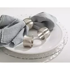 Kirklands Home Table Linens|Silver Metal Round Napkin Rings, Set of 4