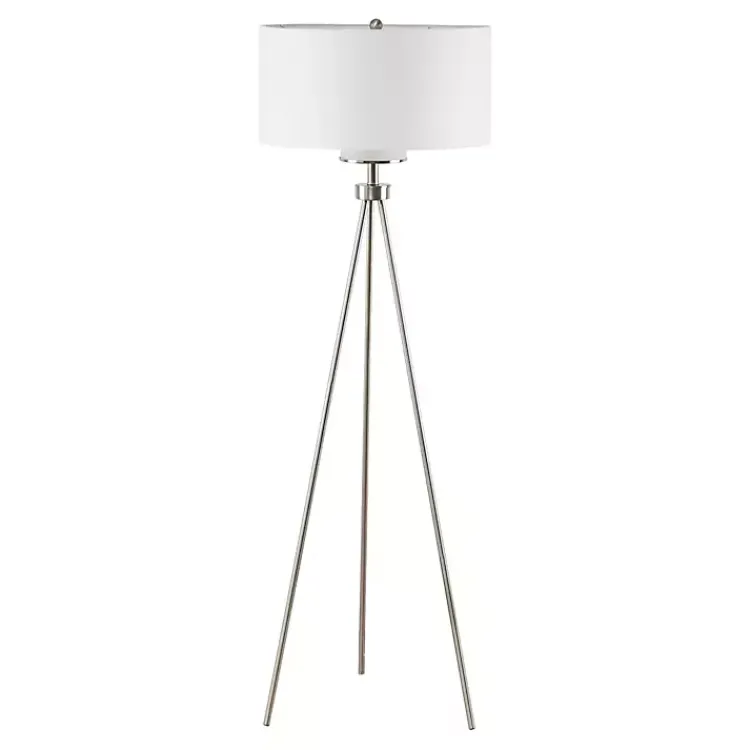 Kirklands Home Floor Lamps|Silver Metal Tripod Floor Lamp White